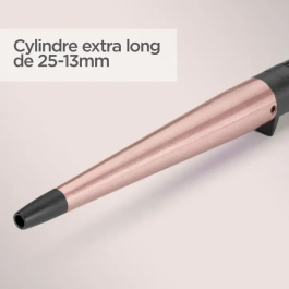 Babyliss C454E Varita Cónica Rizadora de Pelo con Barril Cónico de Cerámica-Cuarzo 25-13 mm