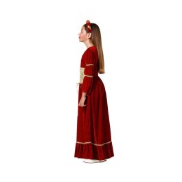Disfraz Reina Medieval Rojo Vestido Con Diadema Niña 5-6 Años