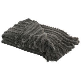 DKD Home Decor 2c25 Manta de Sofá de Punto Poliéster Chenilla 360 gsm Topo Gris 170x130 cm (2 Unidades)