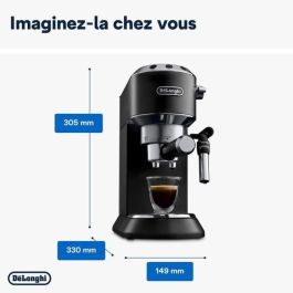 Delonghi EC 685.BK Cafetera espresso Dedica Style, 15 bares, 1L, para café molido y vainas ESE, sistema Capuccino, programable, Negro