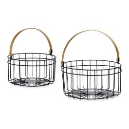 Set 2 Cestas Redondas Negras con Asa Dorada Giftdecor 25x27 cm y 20x22.5 cm Precio: 11.94999993. SKU: S3609601