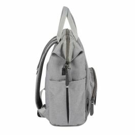 BEABA Bolso pañal Wellington unisex moderno, tipo mochila, gris jaspeado, con cambiador y bolsa isotérmica