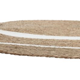 DKD Home Decor Alfombra redonda de fibra natural y blanca 150 cm (2 Unidades) 150 x 0.5 x 150 cm