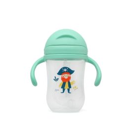 KioKids Taza de Aprendizaje Step 3 Verde 300 ml con Asas, Pajita Contrapesada, Antiahogo y Anticólico para Bebés +6 meses