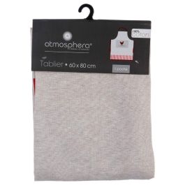 Atmosphera Delantal de cocina modelo Poulette, 100% Algodón, color beige con detalles rojos, 60 x 80 cm