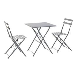 Conjunto de Mesa con 2 Sillas Home ESPRIT Gris 60 x 60 x 71 cm Conjunto de Mesa con 2 Sillas Home ESPRIT Gris 60 x 60 x 71 cm