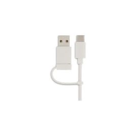 LMP Easy Mouse Ratón Óptico USB-C y USB-A (2 en 1) 1600 dpi para Mac/PC, 2 Botones, Rueda, Base Aluminio Plata/Blanco
