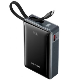 Vention FKDM0 Powerbank 20000mAh con Cable USB-C Integrado Carga Rápida 65W PD PPS USB-A/USB-C Gris Precio: 35.69000028. SKU: B1CEZMAJ83