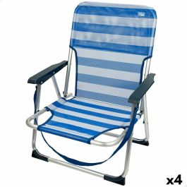 Silla de Playa Aktive Plegable Azul 44 x 72 x 35 cm (4 Unidades)