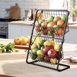 Confortim Frutero Doble de Metal para Cocina/Comedor - 28 x 18 x 39 cm (6 Unidades)