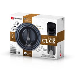 Bergner BG-31608-BK Set 3 Cazos Click & Cook Aluminio Prensado ø16 / ø18 / ø20 cm + Mango Multiusos Negro