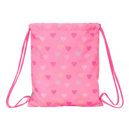 Bolsa Mochila con Cuerdas Benetton Heart Rosa 35 x 40 x 1 cm