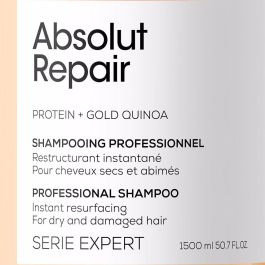 L'Oreal Champú Absolut Repair Gold Reparador Fortalecedor Cabello Dañado con Proteína de Quinoa Dorada 1500ml Nuevo Formato