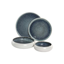DKD Home Decor Plato Moderno Gres Esmaltado Azul Marino 21.5 x 21.5 x 4.8 cm Apto Microondas Lavavajillas (6 Unidades)
