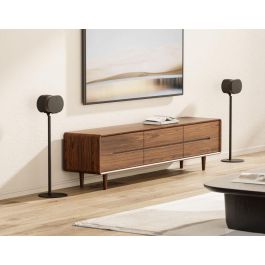 Vivolink Soporte de suelo para altavoz Sonos ERA 300, negro. Eleva tu experiencia de audio con gestión de cables oculta.