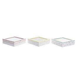 Caja Infusiones Shabby DKD Home Decor Verde Rojo 24 x 7 x 24 cm (3 Unidades)