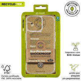 Muvit Funda Shockproof 2M para Apple iPhone - Protección contra caídas, material reciclado, suave al tacto Muvit Funda Shockproof 2M para Apple iPhone - Protección contra caídas, material reciclado, suave al tacto