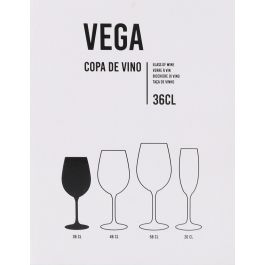 Inde Copa de Vino 'Vega', 36 cl - Copa para vino tinto o blanco, diámetro 6.4 x 20.2 cm, cristal (24 Unidades)