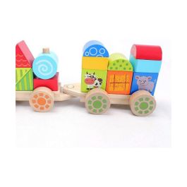 Molto Tren de Madera Juguete 23 Piezas con Vagones, Juego de Construcción Educativo para Niños y Bebés, A partir de 1 Año - 38x9.5x7.5 cm