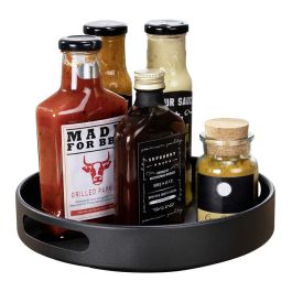 Wenko Bandeja Giratoria Susie con Asas 360º Negra Mate Redonda para Especias/Salsas o Armario