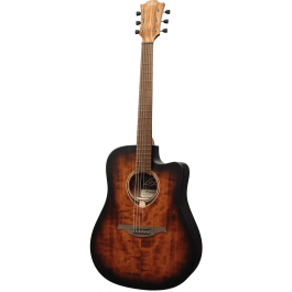LAG Guitarra Cústica Electroacústica Tramontane 70 A/E Dreadnought Cutaway Sunburst