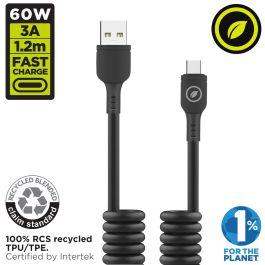 muvit for change cable rizado USB a Tipo C 3A 60w 1,2m negro