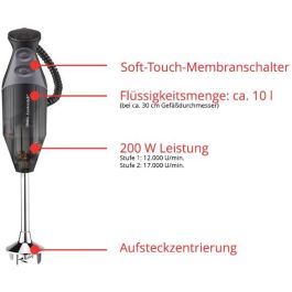 UNOLD ESGE-Zauberstab M 200 BBQ Batidora de Inmersión 200W Negro Cromo