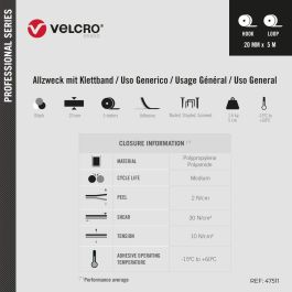 Velcro Cinta Adhesiva Extrafina Negra 20 mm x 5m