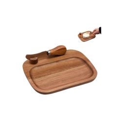 Tabla Cortar Basicos DKD Home Decor Natural 15 x 3 x 19.5 cm Set de 2