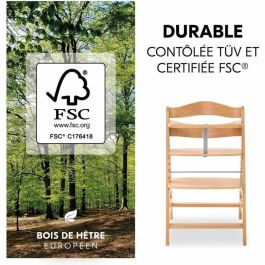 HAUCK Trona Bebé Evolutionary Alpha + Madera - Asiento y reposapiés ajustables - Arnés 5 puntos - Desde 6 meses hasta 90 kg