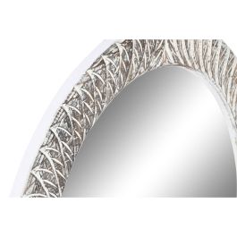 Espejo de pared Home ESPRIT Blanco Marrón Decapé Tallado 75 x 4 x 90 cm