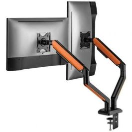 AISENS - SOPORTE DE MESA RGB GAMING CONTRAPESO GIRATORIO E INCLINABLE PARA MONITOR/TV 9KG (3 PIVOTES, 2 BRAZOS) DE 17-32, NEGRO-NARANJA