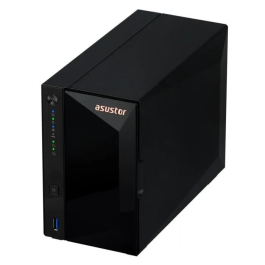 Asustor Drivestor 2 Pro AS3302T (Gen2) Servidor NAS 2 Bahías Quad-Core Realtek 1.7GHz, 2GB DDR4, 2.5GbE, RAID 0/1, Instalación Sin Herramientas, Compatible con Btrfs para ARM