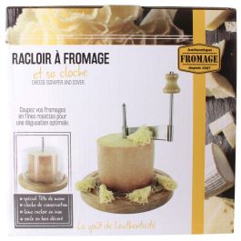 Totally Addict Quesera con Tapa Tete de Moine Bistrot, Campana Plástico, Cuchilla Acero Inoxidable, Base Madera, 18.5x18.5x25cm