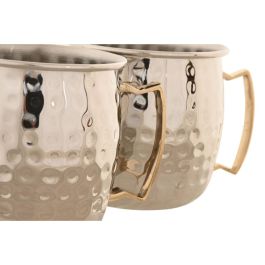 DKD Home Decor Mug Loft Plateado Dorado Inox 9.5 x 9 x 12 cm Set de 2 piezas