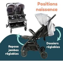 Bambisol - DS209 GRIS NEGRO - Cochecito doble lado a lado | Para gemelos desde el nacimiento, plegado ultracompacto | Negro Gris Bambisol - DS209 GRIS NEGRO - Cochecito doble lado a lado | Para gemelos desde el nacimiento, plegado ultracompacto | Negro Gris