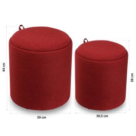 Set 2 Puffs Marsala Con Bandeja Versa 39X44CM Set 2 Puffs Marsala Con Bandeja Versa 39X44CM
