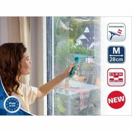 Leifheit 51425 M Limpiacristales 2 en 1 Pro Reach para Ducha, 28 cm, con Articulación Móvil, Borde de Goteo y Sistema Click