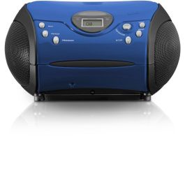 Lenco SCD-24 Radio CD Digital FM con Reproductor CD, LCD, Salida Auriculares, AC/Batería, Negro/Azul