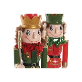 DKD Home Decor Figura Navidad Tradicional Elfo Cascanueces Multicolor de Madera y Poliester 7x25.5x8cm (6 Unidades)