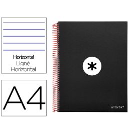 Cuaderno Espiral A4 Micro Antartik Tapa Forrada 120H 90 gr Horizontal 5 Bandas 4 Taladros Color Negro