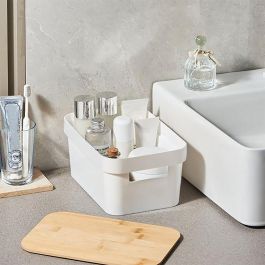 Confortime Caja Ordenación Multiusos Plástico Tapa Bambú S Conf 25.5x17.5x12.5 cm