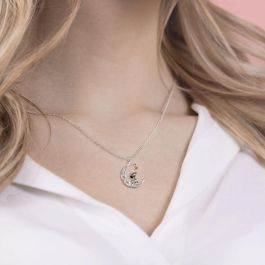 PEERS HARDY Colgante de Luna Snoopy con piedras blancas brillantes y cadena ajustable de 18"