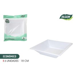 Set de 6 platos hondo cuadrados plástico económico 18 cm Algon (24 Cajas) Precio: 12.89000053. SKU: B1CHBQ8M24