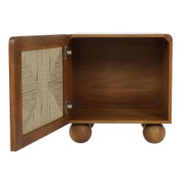 DKD Home Decor Mesita de Noche Item Home Acacia Ratan Marron Oscuro Natural 40 x 50 x 50 cm