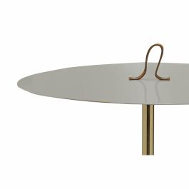 DKD Home Decor Mesita Auxiliar Urban Gris de Hierro y Cuero con Asa, Desmontable, 40x40x56 cm