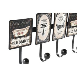 DKD Home Decor Perchero Tradicional de Metal Negro y Blanco con 4 Colgadores para Baño, 38x6x18 cm DKD Home Decor Perchero Tradicional de Metal Negro y Blanco con 4 Colgadores para Baño, 38x6x18 cm