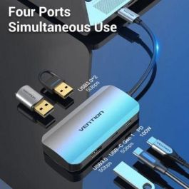 Vention TNDHB Hub USB Tipo-C 3.1 Externo con 3 Puertos USB-A y 2 Puertos USB Tipo-C (1x Power Delivery 100W) Gris