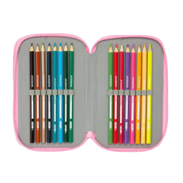 Plumier Triple SuperKitties Rosa Turquesa 12,5 x 19,5 x 5,5 cm 37 Piezas