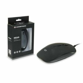 Conceptronic Ratón Óptico USB Regas01B con Interruptor DPI 800/1000/1200 y Diseño Ergonómico para Diestros y Zurdos